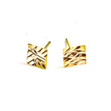 Textured Square Earrings - 10 carat gold