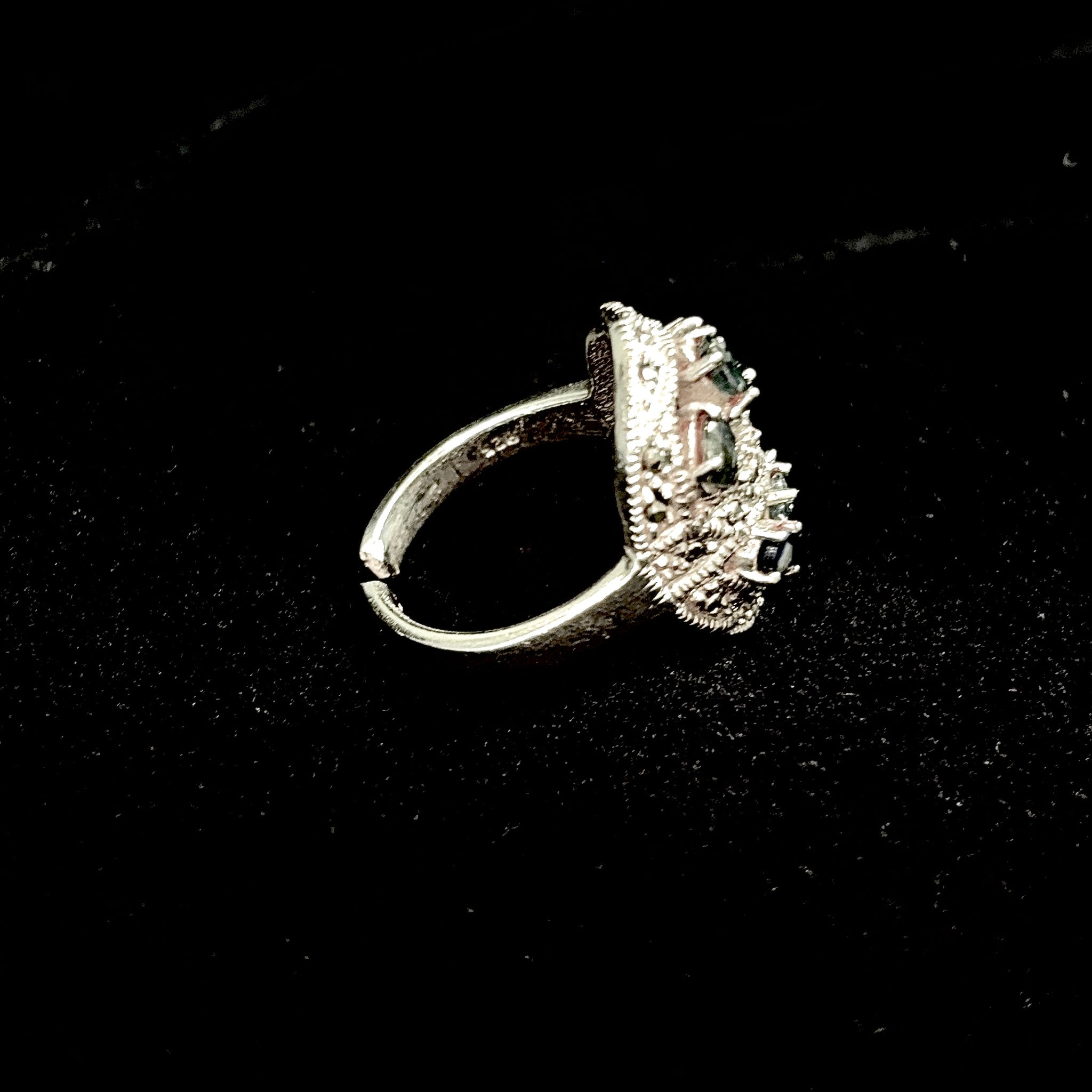 Synthetic Saffier Black Ring - Silver 925