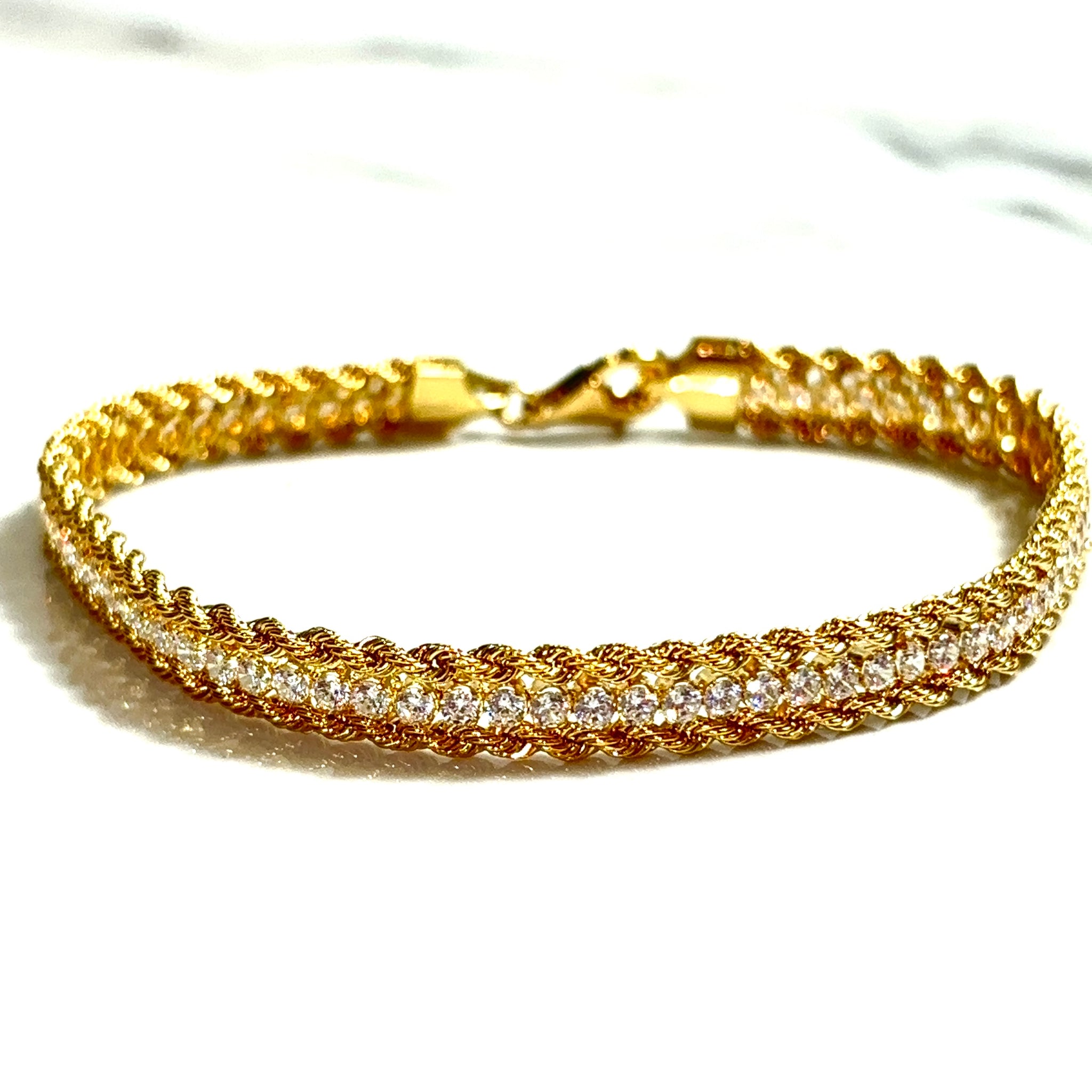 Tennis Model Bracelet - 19cm/6.4mm - 18 carat gold