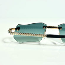 Magic Glasses - Two-Tone Gold & Whitegold Plated | Luxury Green Shade | Diamond Shape Lens
