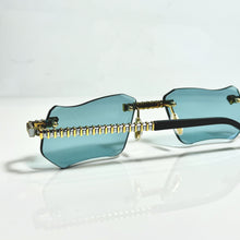 Magic Glasses - Two-Tone Gold & Whitegold Plated | Dubai Blue Shade | Diamond Shape Lens