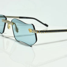 Magic Glasses - Two-Tone Gold & Whitegold Plated | Dubai Blue Shade | Diamond Shape Lens
