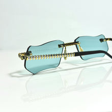 Magic Glasses - Two-Tone Gold & Whitegold Plated | Dubai Blue Shade | Diamond Shape Lens