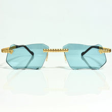 Magic Glasses - Gold Plated |  Dubai Blue Shade | Diamond Shape Lens