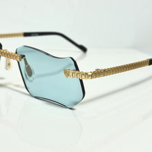 Magic Glasses - Gold Plated |  Dubai Blue Shade | Diamond Shape Lens
