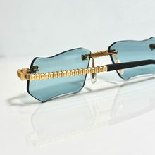 Magic Glasses - Gold Plated |  Dubai Blue Shade | Diamond Shape Lens