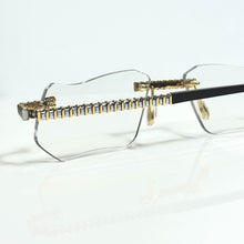 Magic Glasses - Two-Tone Gold & Whitegold Plated | Classy Transparent Shade | Diamond Shape Lens