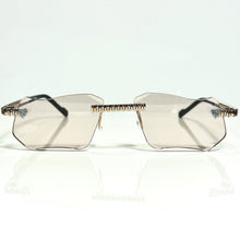 Magic Glasses - Two-Tone Whitegold & Rose Plated | Gradient Beige Shade | Diamond Shape Lens