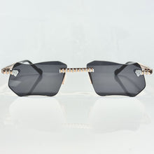 Magic Glasses - Two-Tone Whitegold & Rose Plated | Pitch Black Shade | Diamond Shape Lens