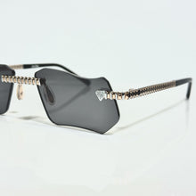 Magic Glasses - Two-Tone Whitegold & Rose Plated | Dark Grey Shade | Diamond Shape Lens