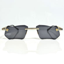 Magic Glasses - Two-Tone Whitegold & Gold Plated | Pitch Black Shade Shade | Diamond Shape Lens