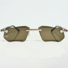 Magic Glasses - Two-Tone Whitegold & Rose Plated | Greenish Brown Shade | Diamond Shape Lens