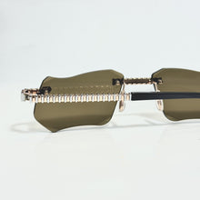 Magic Glasses - Two-Tone Whitegold & Rose Plated | Greenish Brown Shade | Diamond Shape Lens