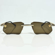 Magic Glasses - Two-Tone Whitegold & Gold Plated | Greenish Brown Shade | Diamond Shape Lens