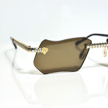 Magic Glasses - Two-Tone Whitegold & Gold Plated | Greenish Brown Shade | Diamond Shape Lens