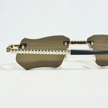 Magic Glasses - Two-Tone Whitegold & Gold Plated | Greenish Brown Shade | Diamond Shape Lens