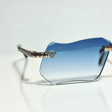 Magic Glasses - Two-Tone Whitegold & Rose Plated | Lavish Blue Shade | Diamond Shape Lens