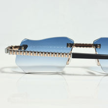 Magic Glasses - Two-Tone Whitegold & Rose Plated | Lavish Blue Shade | Diamond Shape Lens