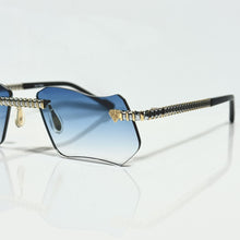 Magic Glasses - Two-Tone Whitegold & Gold Plated | Lavish Blue Shade | Diamond Shape Lens