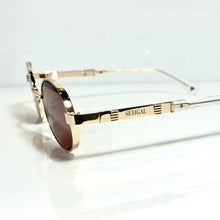 Ovoid Glasses - Gold Plated | Ruby Brown Shade | Polished Diamond Cuts Lens