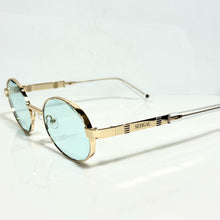 Ovoid Glasses - Gold Plated | Dubai Blue Shade | Diamond Cut Lens