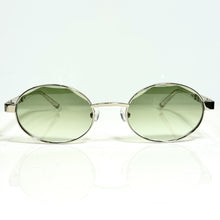 Ovoid Glasses - Whitegold Plated | Green Gradient Shade | Diamond Cut Lens
