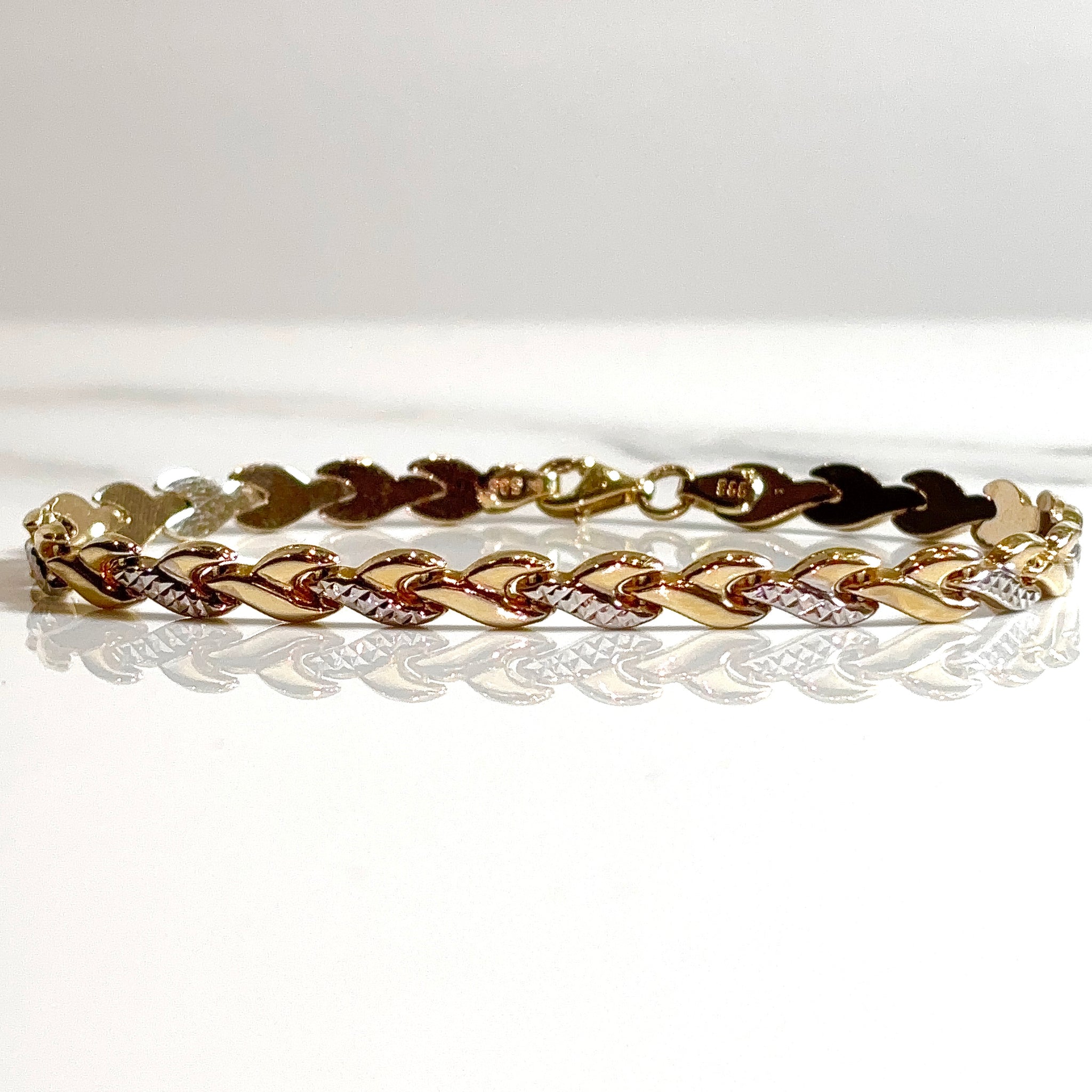 Flower Bracelet - 14 carat gold 0029 - 19,5cm/5,1mm - BV2