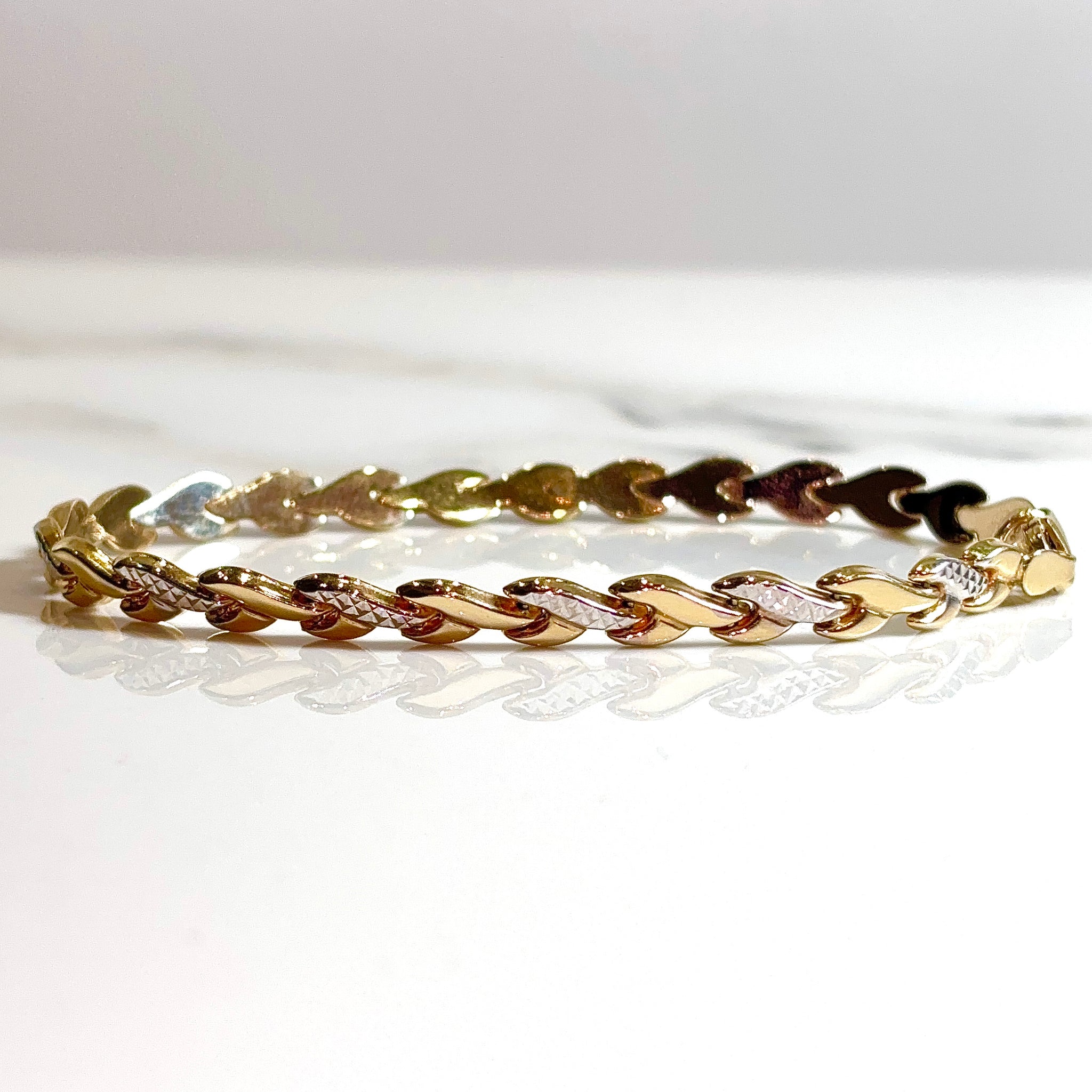 Flower Bracelet - 14 carat gold 0029 - 19,5cm/5,1mm - BV2