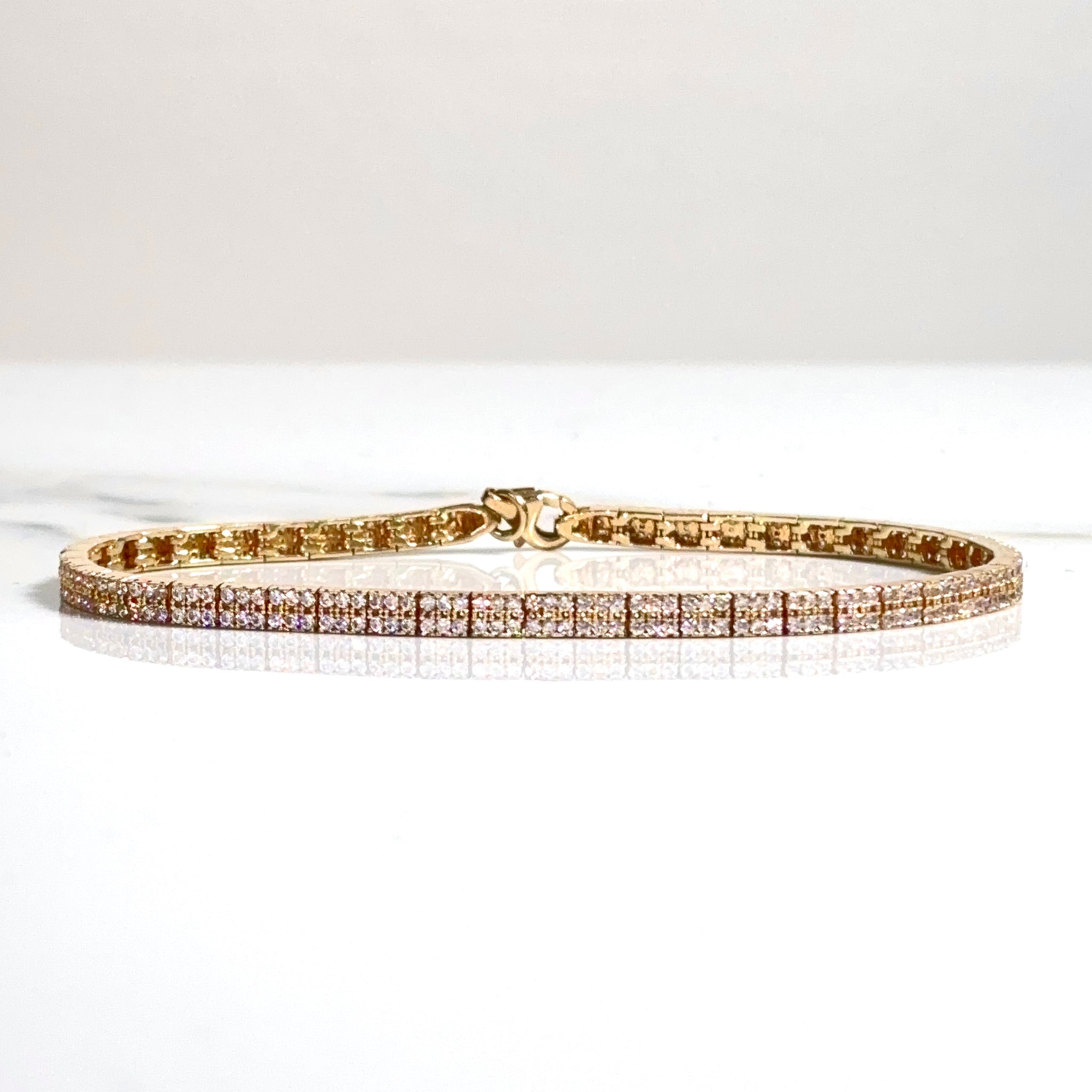 Flat Ice Bracelet - 14 carat gold 0033 - 18cm/3mm - BV2