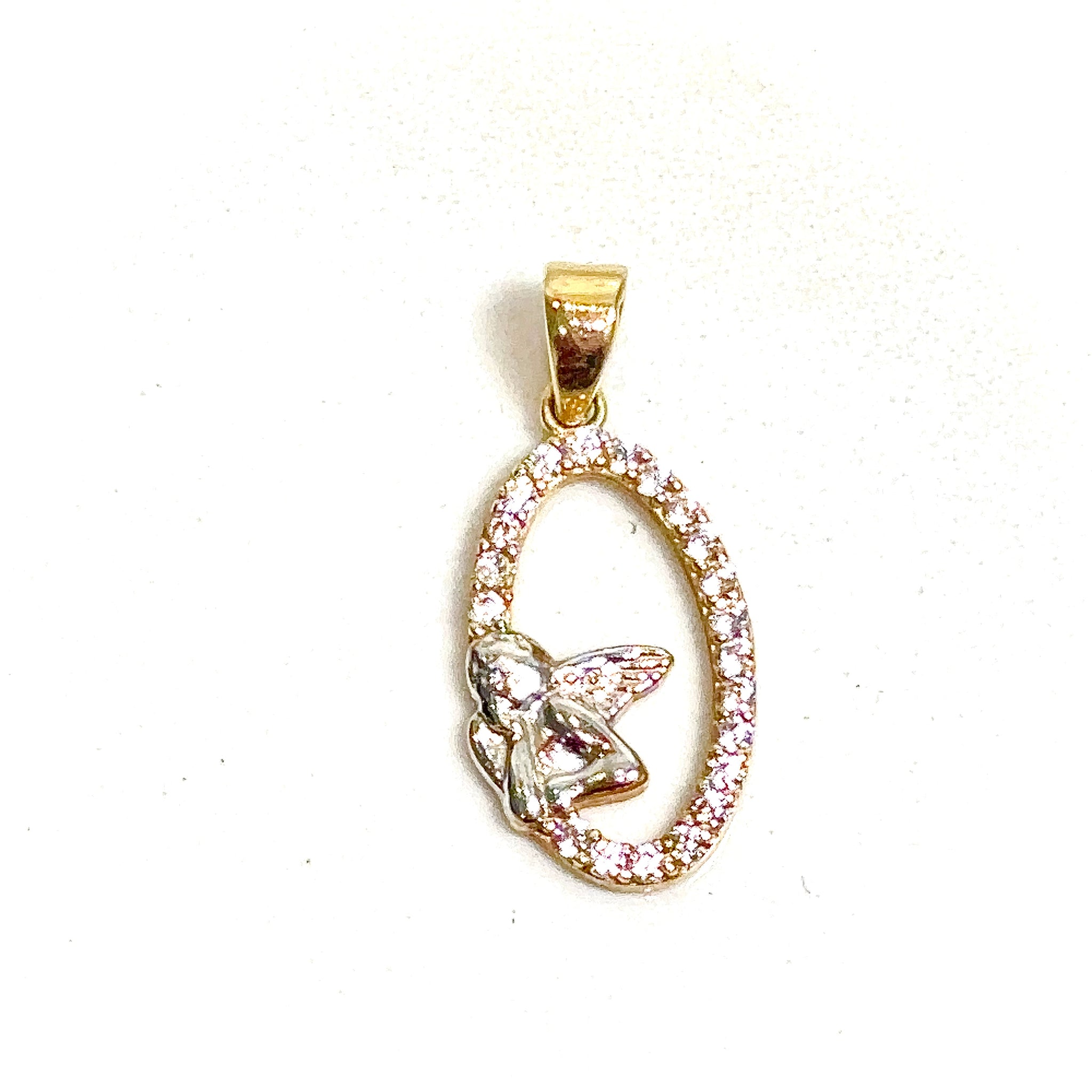 Guardian Angel Oval Pendant - 14 carat gold PV2
