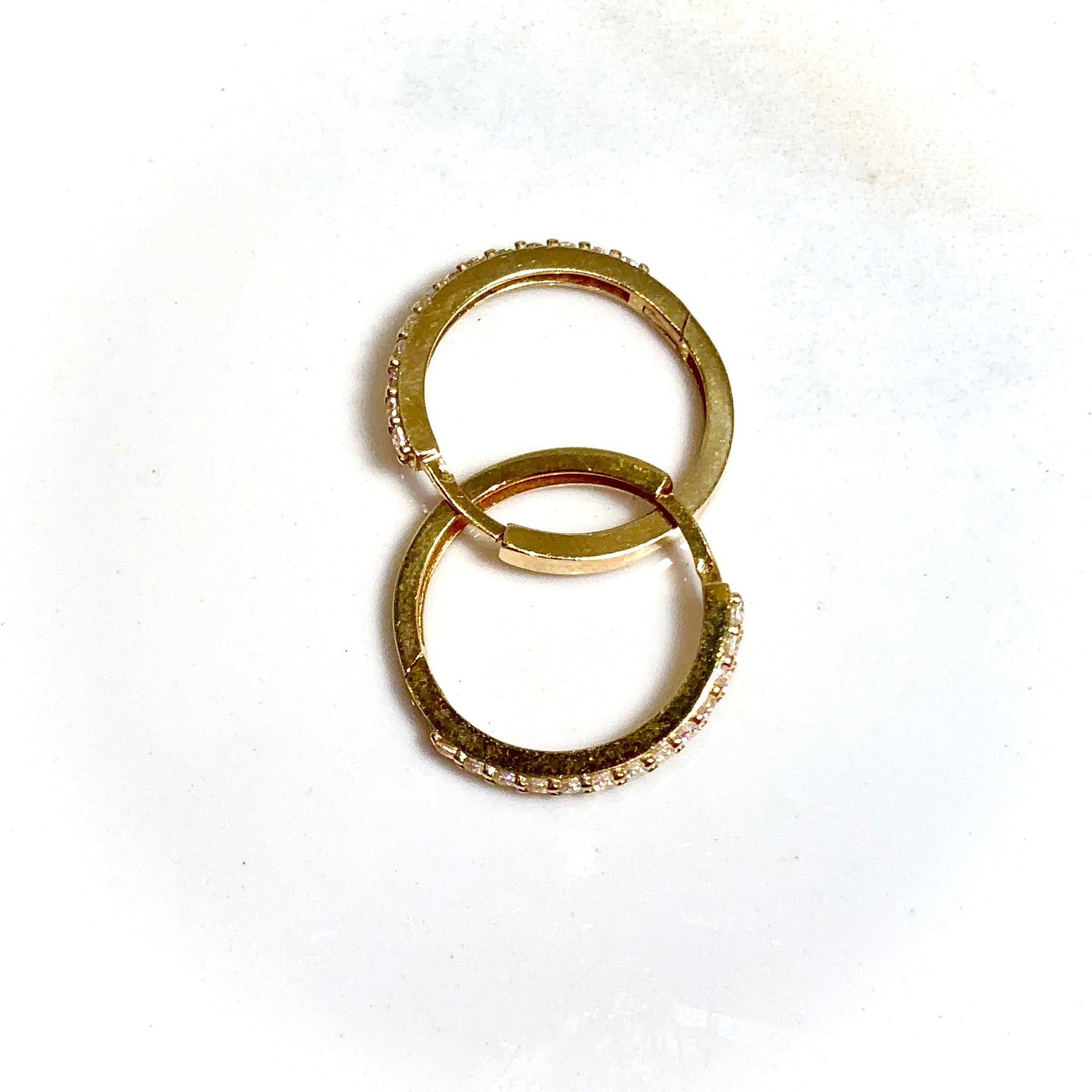CZ Gold Halo Hoops Earring - 14 carat gold EARV2