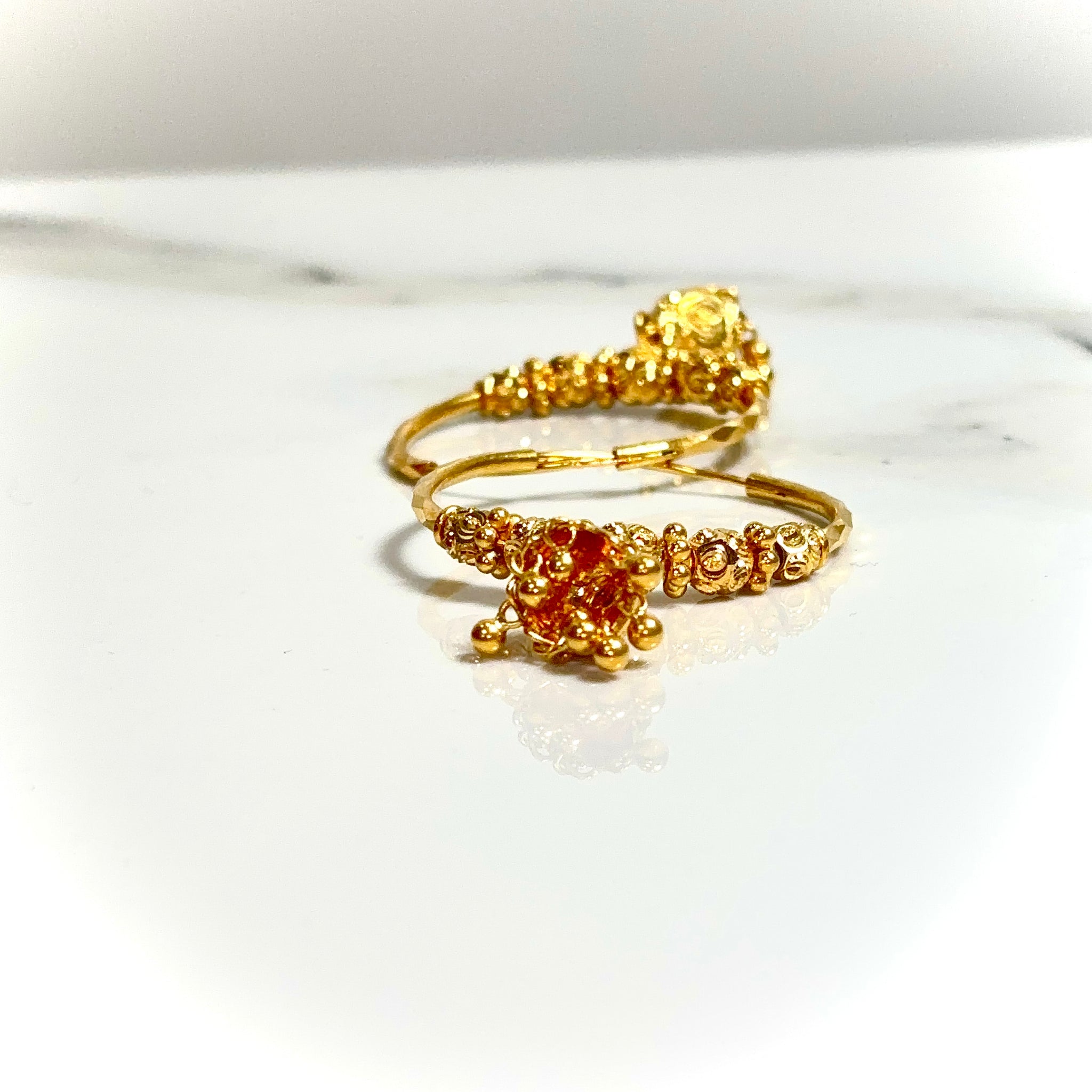 Golden Charm Hoops Earring - 14 carat gold EARV2