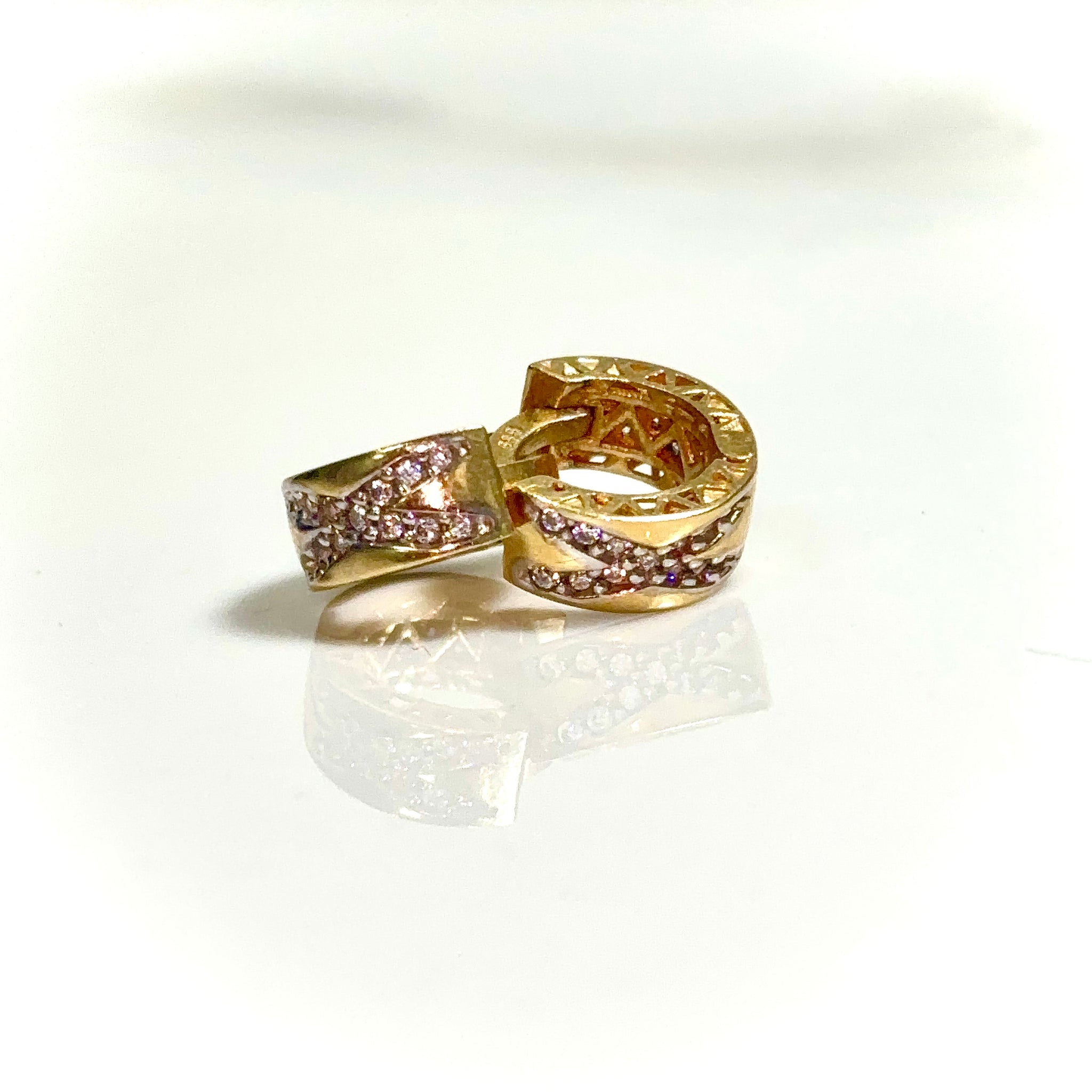 Floral Starry Gold Hoops Earrings - 14 carat gold EARV2