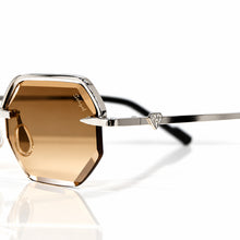 Elite Glasses - Whitegold plated | Polished Diamond Cuts | Brown Ruby