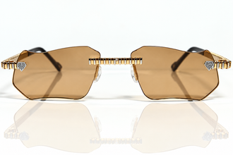 Magic Glasses - Two-Tone Whitegold & Rose Plated | Caramel Shade | Diamond Shape Lens