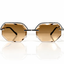 Elite Glasses - Whitegold plated | Polished Diamond Cuts | Brown Ruby