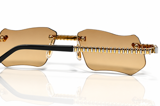 Magic Glasses - Two-Tone Whitegold & Rose Plated | Caramel Shade | Diamond Shape Lens