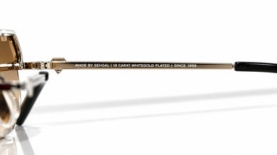 Elite Glasses - Whitegold plated | Polished Diamond Cuts | Brown Ruby