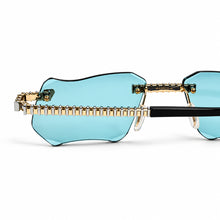 Magic Glasses - Two-Tone Gold & Whitegold Plated | Dubai Blue Shade | Diamond Shape Lens