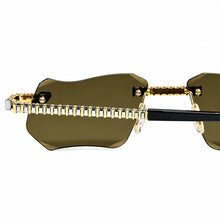 Magic Glasses - Two-Tone Whitegold & Gold Plated | Greenish Brown Shade | Diamond Shape Lens
