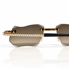Magic Glasses - Two-Tone Whitegold & Rose Plated | Chocolate Brown Shade | Diamond Shape Lens