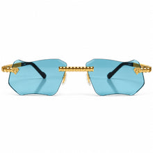 Magic Glasses - Gold Plated |  Dubai Blue Shade | Diamond Shape Lens