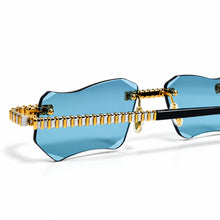 Magic Glasses - Two-Tone Gold & Whitegold Plated | Dubai Blue Shade | Diamond Shape Lens