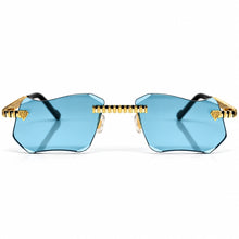 Magic Glasses - Two-Tone Gold & Whitegold Plated | Dubai Blue Shade | Diamond Shape Lens