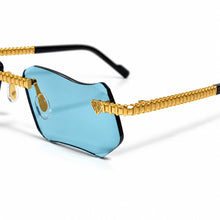Magic Glasses - Gold Plated |  Dubai Blue Shade | Diamond Shape Lens