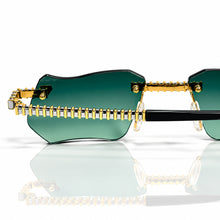 Magic Glasses - Two-Tone Gold & Whitegold Plated | Luxury Green Shade | Diamond Shape Lens