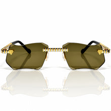 Magic Glasses - Two-Tone Whitegold & Gold Plated | Greenish Brown Shade | Diamond Shape Lens