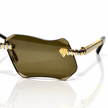 Magic Glasses - Two-Tone Whitegold & Gold Plated | Greenish Brown Shade | Diamond Shape Lens