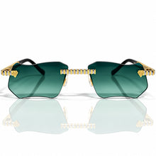 Magic Glasses - Two-Tone Gold & Whitegold Plated | Luxury Green Shade | Diamond Shape Lens