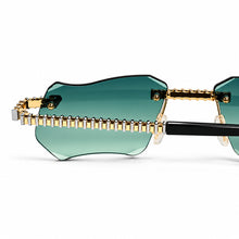 Magic Glasses - Two-Tone Gold & Whitegold Plated | Luxury Green Shade | Diamond Shape Lens